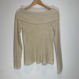 Elegant Cream Off-Shoulder Sweater